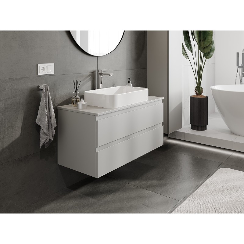 Mexen Orio armario de baño bajo lavabo 100 cm con encimera, 2 cajones, gris mate - 91A10-10047-2-BFFC62