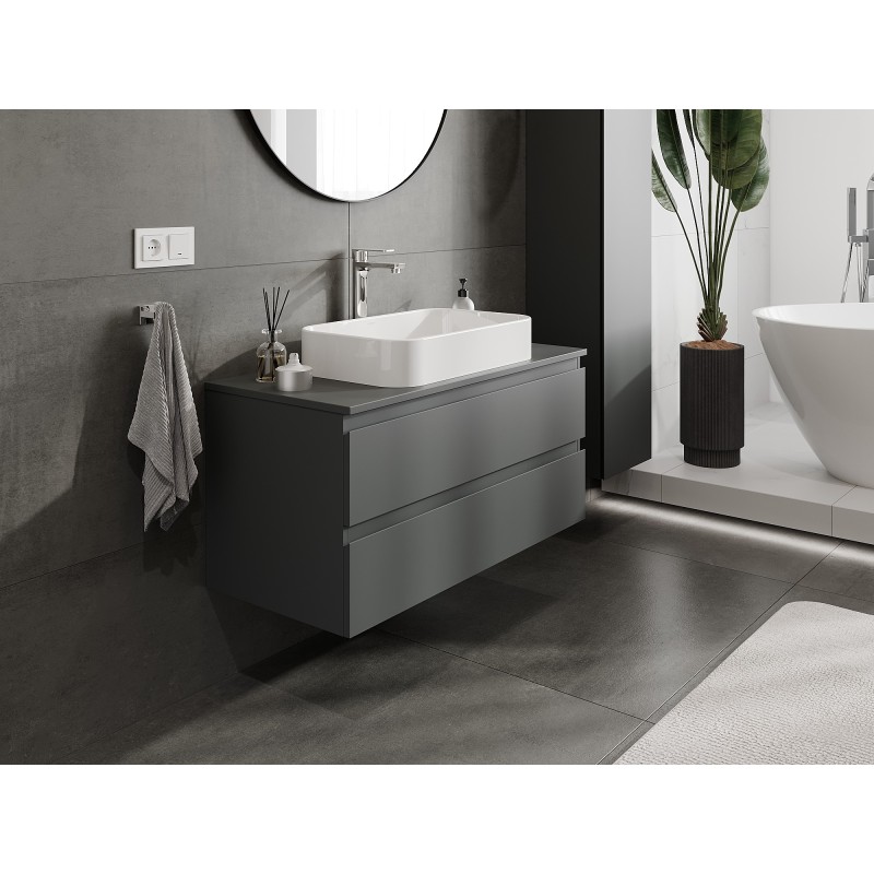 Mexen Orio mobile da bagno sotto lavabo 100 cm con top, 2 cassetti, grafite opaco - 91A10-10047-2-BFFC66