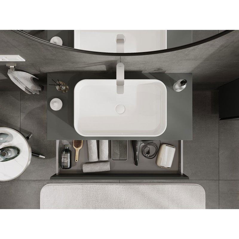 Mexen Orio 100 cm Bathroom Under-Sink Cabinet with Countertop, 2 Drawers, Matt Graphite - 91A10-10047-2-BFFC66