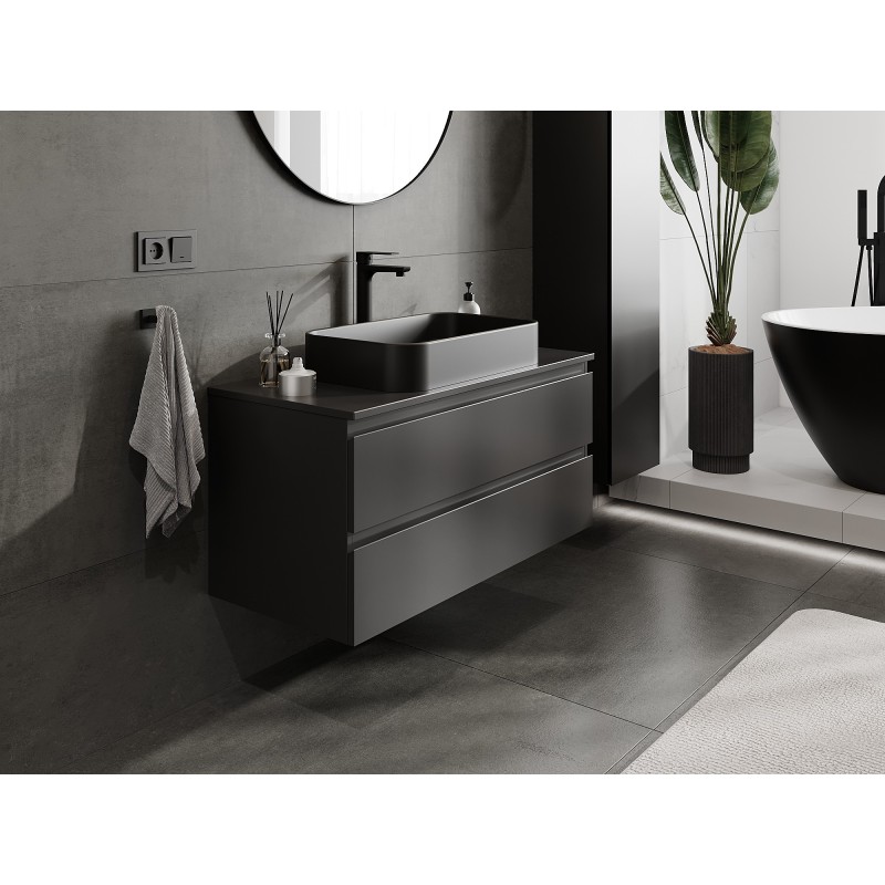 Mexen Orio mobile da bagno sottolavabo 100 cm con piano, 2 cassetti, nero opaco - 91A10-10047-2-BFFC71