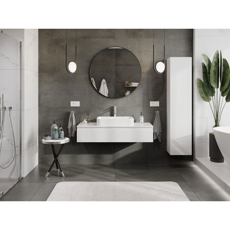 Mexen Orio meuble de salle de bain sous lavabo 120 cm avec plateau, 1 tiroir, blanc brillant - 91A10-12023-1-BFC00