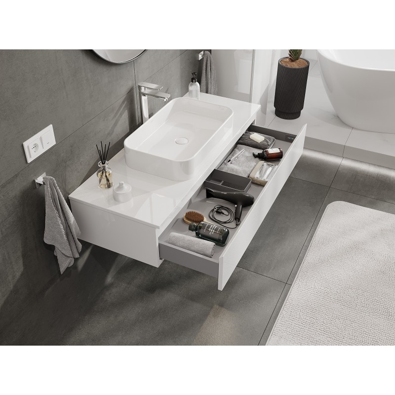 Mexen Orio mueble de baño bajo lavabo 120 cm con encimera, 1 cajón, blanco brillo - 91A10-12023-1-BFC00