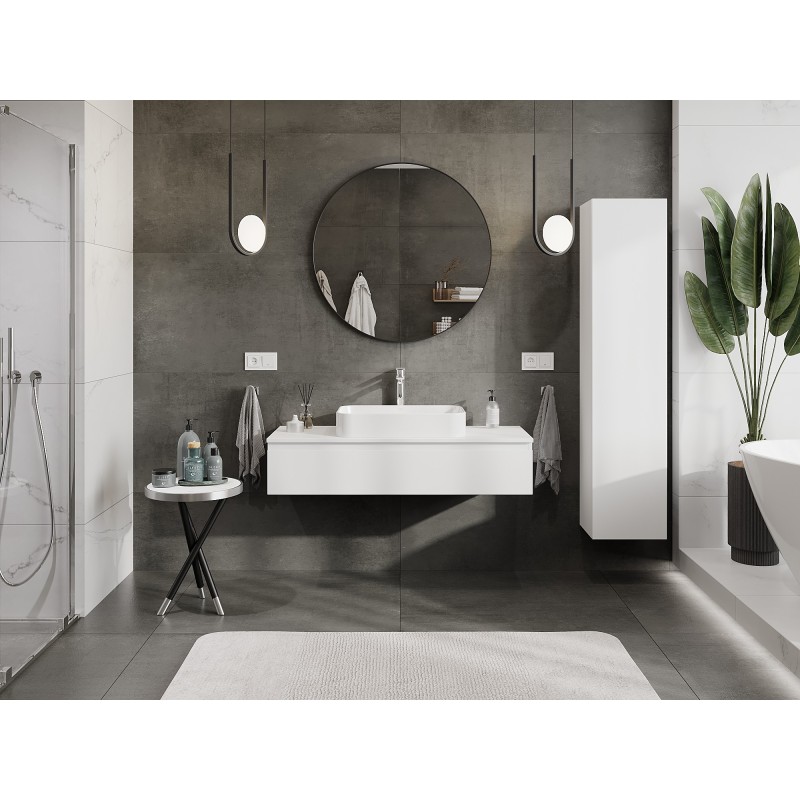Mexen Orio gabinete de baño bajo lavabo 120 cm con encimera, 1 cajón, blanco mate - 91A10-12023-1-BFC01