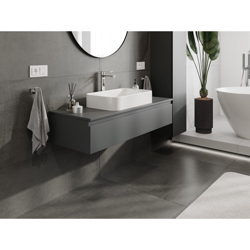 Mexen Orio szafka łazienkowa podumywalkowa 120 cm z blatem, 1 szuflada, grafit mat - 91A10-12023-1-BFC66
