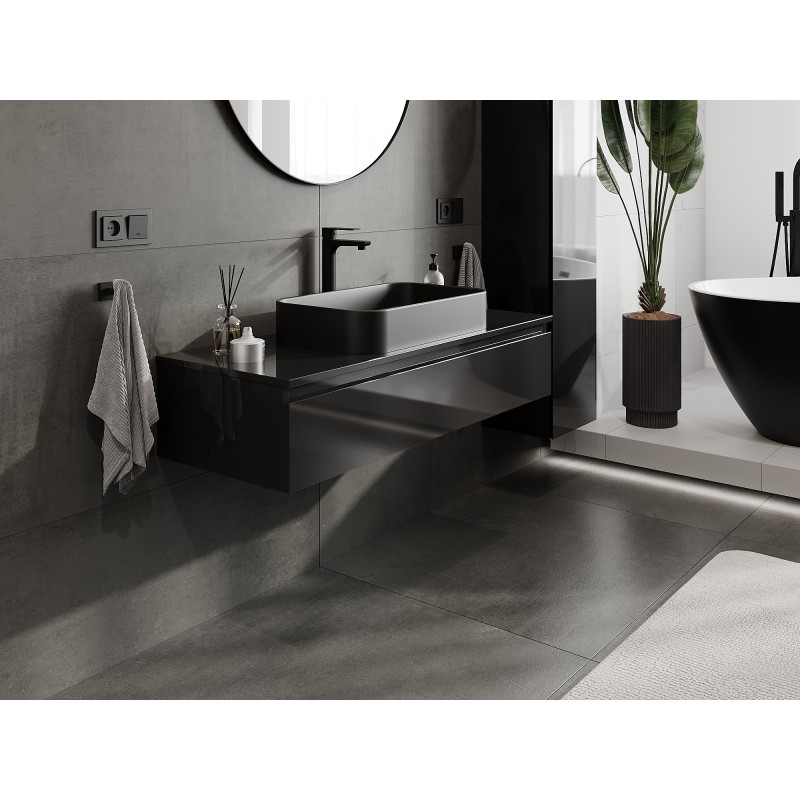 Mexen Orio mobile da bagno sottolavabo 120 cm con piano, 1 cassetto, nero lucido - 91A10-12023-1-BFC70