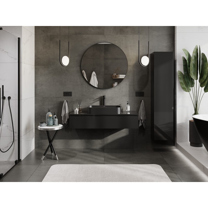 Mexen Orio mobile da bagno sottolavabo 120 cm con piano, 1 cassetto, nero lucido - 91A10-12023-1-BFC70