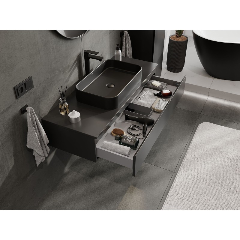 Mexen Orio armário de casa de banho de 120 cm com tampo, 1 gaveta, preto mate - 91A10-12023-1-BFC71