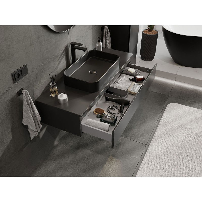 Mexen Orio meuble de salle de bains sous lavabo 120 cm avec plateau, 1 tiroir, noir mat - 91A10-12023-1-BFC71
