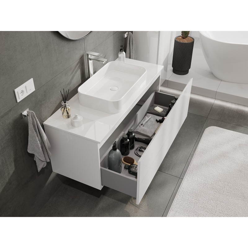 Mexen Orio armadietto da bagno sottolavabo 120 cm con piano, 1 cassetto, bianco lucido - 91A10-12047-1-BFC00