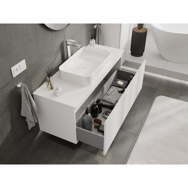 Mexen Orio mueble de baño para lavabo de 120 cm con encimera, 1 cajón, blanco mate - 91A10-12047-1-BFC01