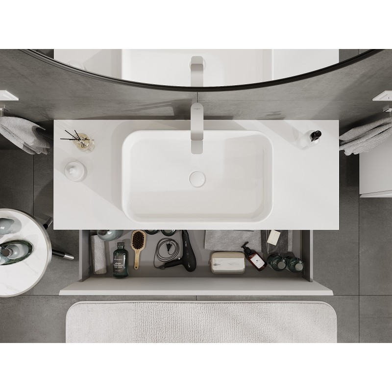 Mexen Orio mueble de baño para lavabo de 120 cm con encimera, 1 cajón, blanco mate - 91A10-12047-1-BFC01
