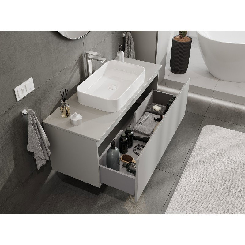 Mexen Orio armoire de salle de bain sous lavabo 120 cm avec plateau, 1 tiroir, gris mat - 91A10-12047-1-BFC62