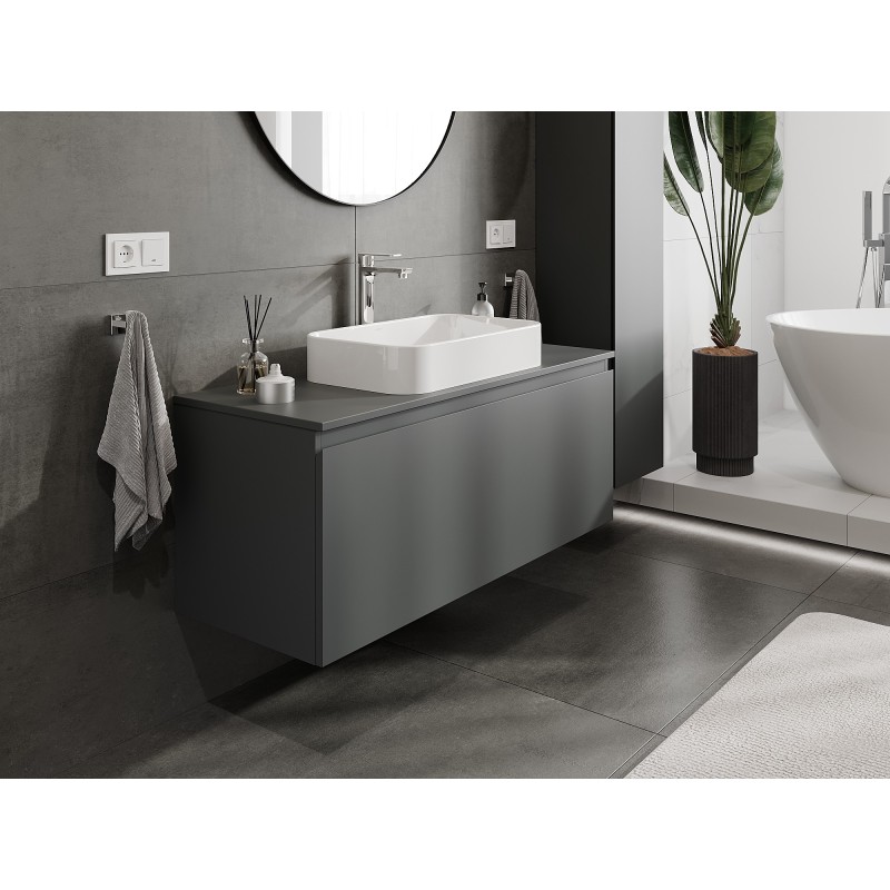 Mexen Orio armario de baño para lavabo de 120 cm con encimera, 1 cajón, grafito mate - 91A10-12047-1-BFC66