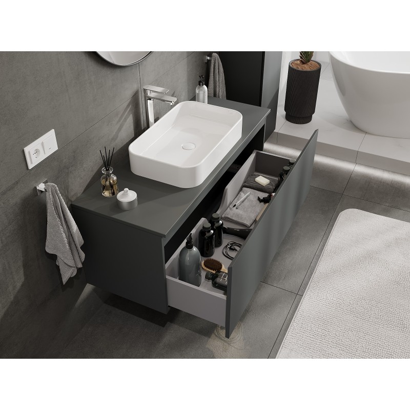 Mexen Orio armario de baño para lavabo de 120 cm con encimera, 1 cajón, grafito mate - 91A10-12047-1-BFC66