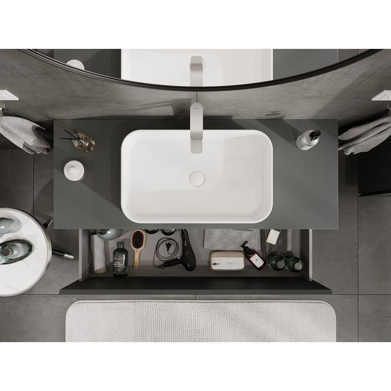Mexen Orio meuble de salle de bain sous-vasque 120 cm avec plateau, 1 tiroir, graphite mat - 91A10-12047-1-BFC66