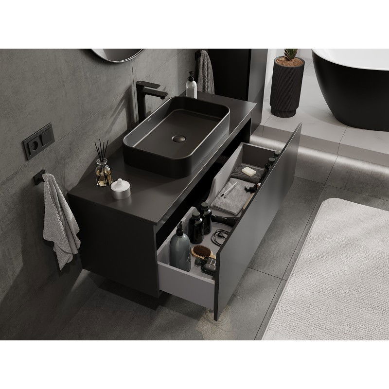 Mexen Orio meuble de salle de bain sous-lavabo 120 cm avec plateau, 1 tiroir, noir mat - 91A10-12047-1-BFC71