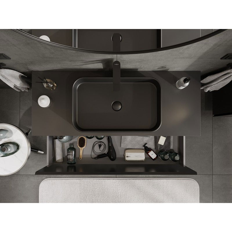 Mexen Orio meuble de salle de bain sous-lavabo 120 cm avec plateau, 1 tiroir, noir mat - 91A10-12047-1-BFC71