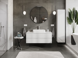 Mexen Orio Badezimmer-Unterschrank 120 cm mit Platte, 2 Schubladen, weiß glänzend - 91A10-12047-2-BFFC00