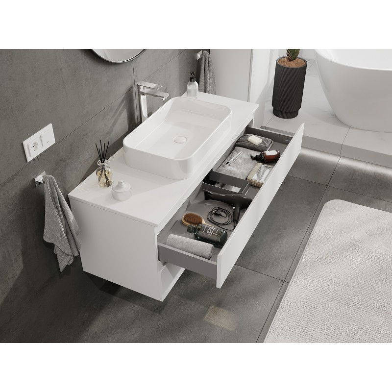 Mexen Orio bathroom cabinet for sink 120 cm with countertop, 2 drawers, matte white - 91A10-12047-2-BFFC01