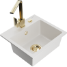 Mexen Milo fregadero de granito de 1 cubeta con grifo de cocina Rita, blanco - 6505-20-670300-50