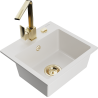 Mexen Milo lavello in granito a 1 vasca con rubinetto da cucina Rita, bianco - 6505-20-670300-50