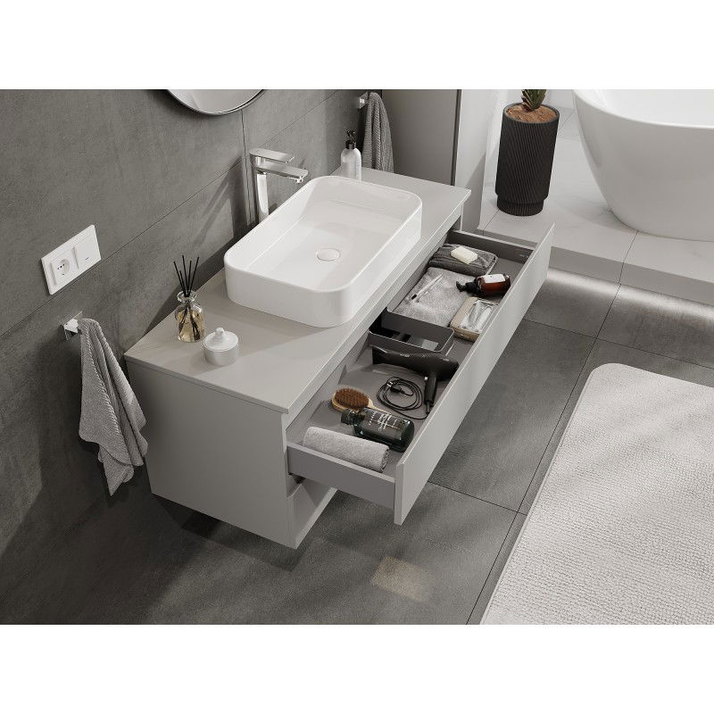 Mexen Orio meuble de salle de bain sous lavabo 120 cm avec plateau, 2 tiroirs, gris mat - 91A10-12047-2-BFFC62