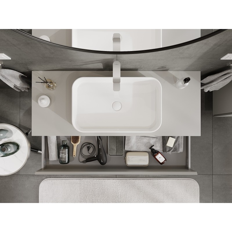 Mexen Orio armário de casa de banho para lavatório 120 cm com tampo, 2 gavetas, cinza mate - 91A10-12047-2-BFFC62