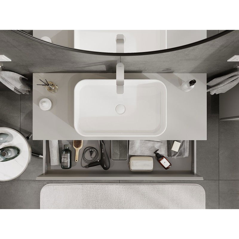 Mexen Orio meuble de salle de bain sous lavabo 120 cm avec plateau, 2 tiroirs, gris mat - 91A10-12047-2-BFFC62