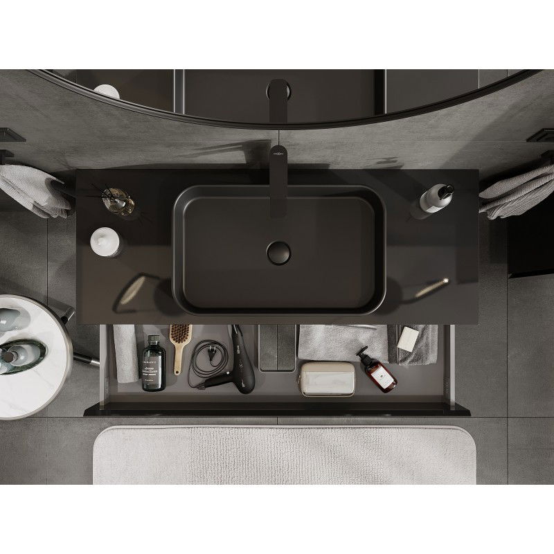 Mexen Orio bathroom cabinet for washbasin 120 cm with countertop, 2 drawers, black gloss - 91A10-12047-2-BFFC70