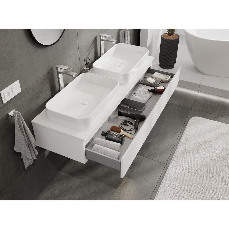 Mexen Orio mobiletto da bagno sottolavabo 140 cm con piano, 1 cassetto, bianco opaco - 91A10-14023-1-BFC01