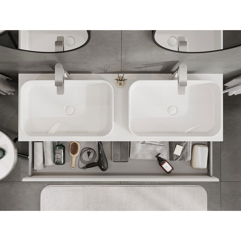 Mexen Orio bathroom cabinet under sink 140 cm with countertop, 1 drawer, white matte - 91A10-14023-1-BFC01