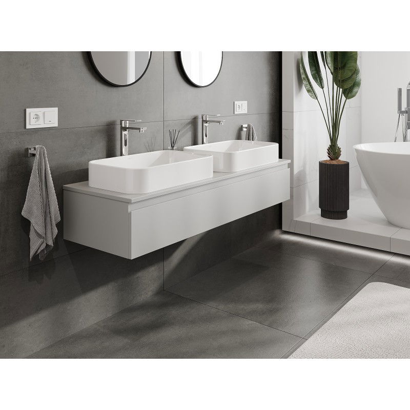 Mexen Orio mobile da bagno sotto lavabo 140 cm con piano, 1 cassetto, grigio opaco - 91A10-14023-1-BFC62
