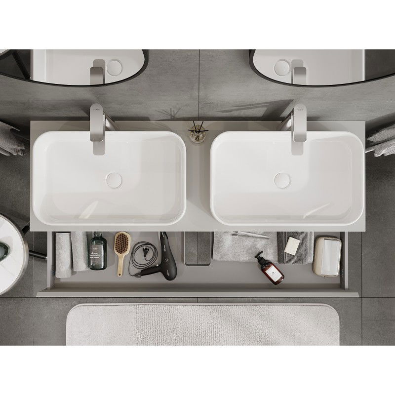 Mexen Orio meuble de salle de bain sous-lavabo 140 cm avec plateau, 1 tiroir, gris mat - 91A10-14023-1-BFC62