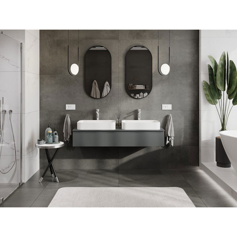 Mexen Orio armoire de salle de bain sous lavabo 140 cm avec plateau, 1 tiroir, graphite mat - 91A10-14023-1-BFC66