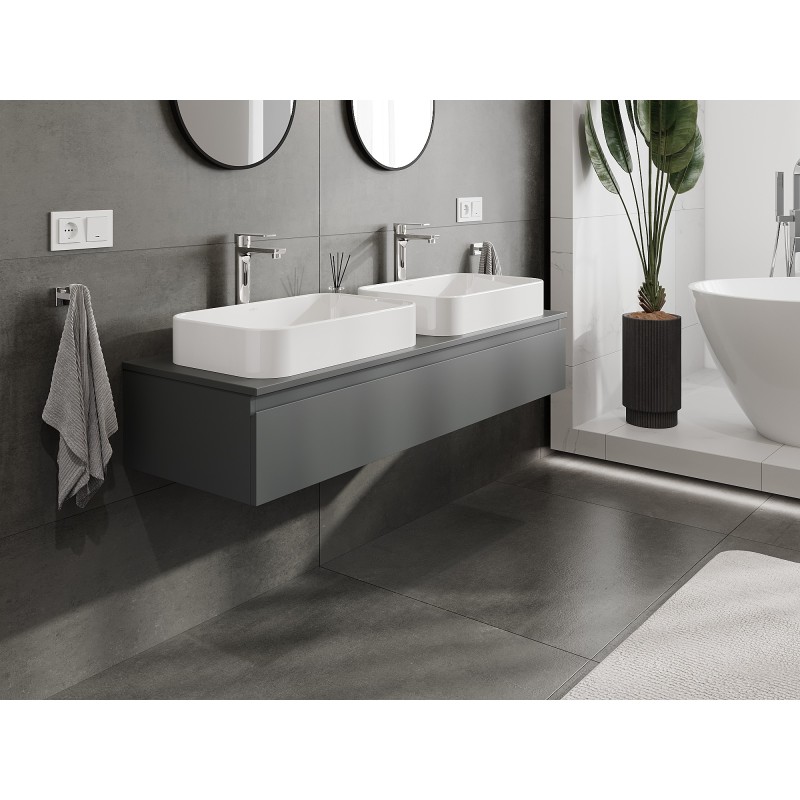 Mexen Orio mobile da bagno sotto lavabo 140 cm con piano, 1 cassetto, grafite opaco - 91A10-14023-1-BFC66