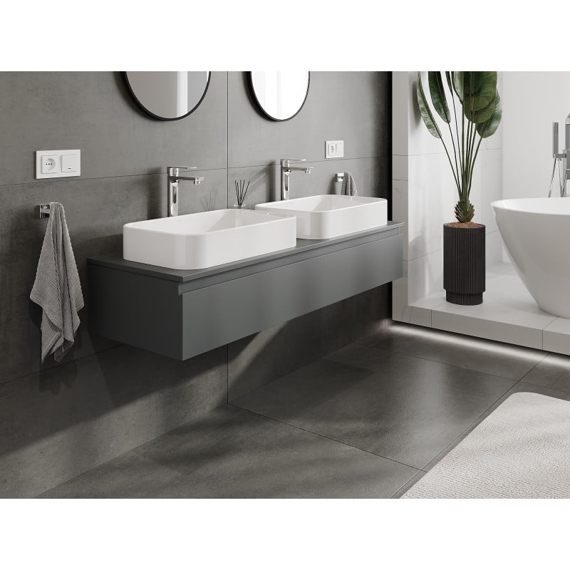Mexen Orio szafka łazienkowa podumywalkowa 140 cm z blatem, 1 szuflada, grafit mat - 91A10-14023-1-BFC66