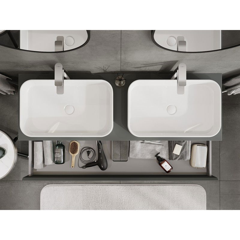 Mexen Orio armoire de salle de bain sous lavabo 140 cm avec plateau, 1 tiroir, graphite mat - 91A10-14023-1-BFC66