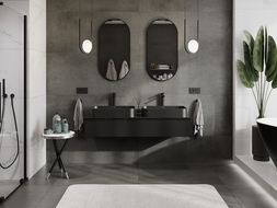 Mexen Orio meuble de salle de bains sous lavabo 140 cm avec plateau, 1 tiroir, noir brillant - 91A10-14023-1-BFC70