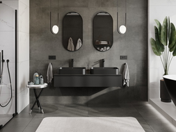 Mexen Orio armario de baño para lavabo de 140 cm con encimera, 1 cajón, negro mate - 91A10-14023-1-BFC71