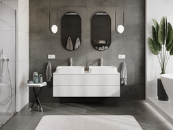 Mexen Orio meuble de salle de bain pour lavabo 140 cm avec plateau, 2 tiroirs, blanc brillant - 91A10-14047-2-BFFC00