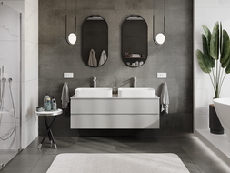 Mexen Orio armario de baño bajo lavabo de 140 cm con encimera, 2 cajones, gris mate - 91A10-14047-2-BFFC62