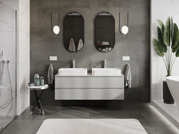 Mexen Orio Badezimmerschrank mit Waschtischplatte 140 cm, 2 Schubladen, grau matt - 91A10-14047-2-BFFC62