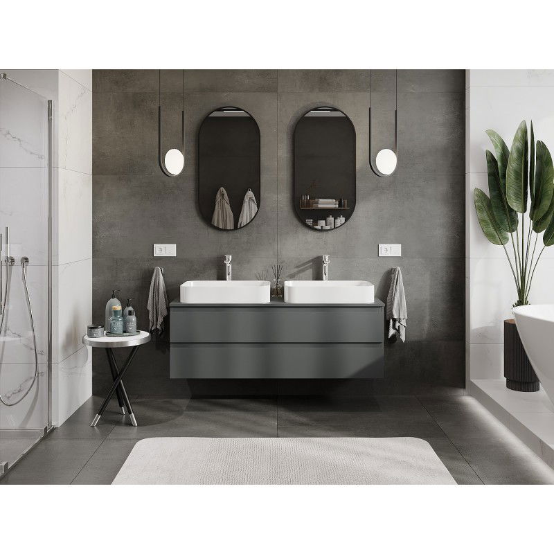 Mexen Orio meuble de salle de bain sous lavabo 140 cm avec plateau, 2 tiroirs, graphite mat - 91A10-14047-2-BFFC66