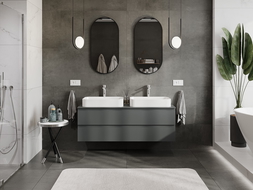 Mexen Orio meuble de salle de bain sous lavabo 140 cm avec plateau, 2 tiroirs, graphite mat - 91A10-14047-2-BFFC66