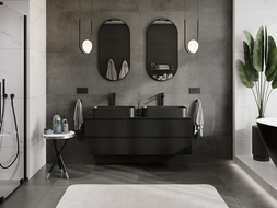 Mexen Orio badkamerkast onder wastafel 140 cm met blad, 2 lades, zwart glans - 91A10-14047-2-BFFC70