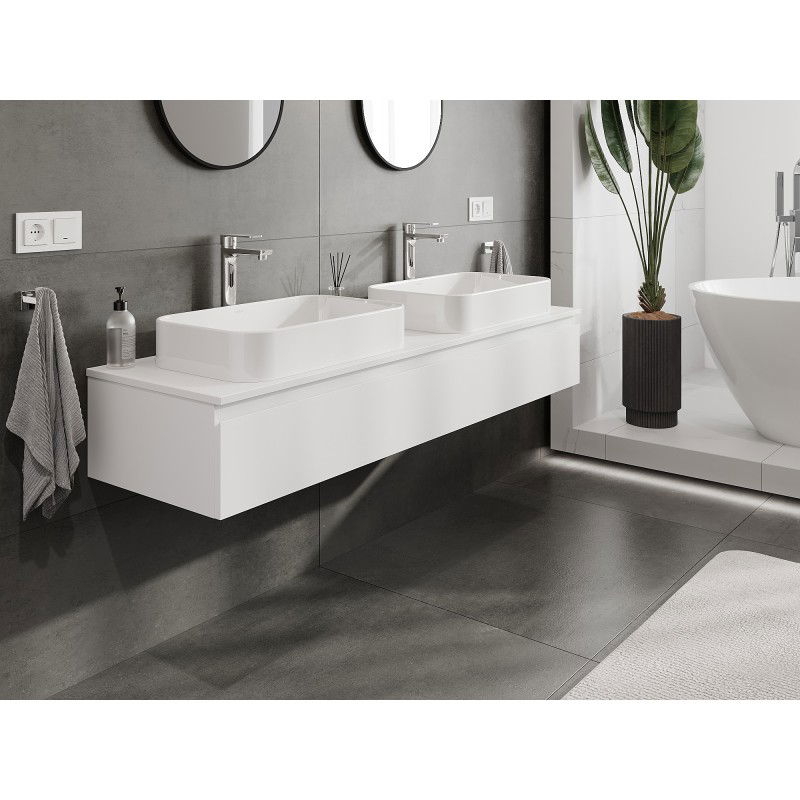 Mexen Orio meuble de salle de bain sous-lavabo 160 cm avec plan, 1 tiroir, blanc mat - 91A10-16023-1-BFC01