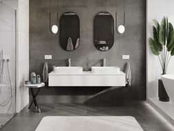 Mexen Orio mueble de baño para lavabo de 160 cm con encimera, 1 cajón, blanco mate - 91A10-16023-1-BFC01