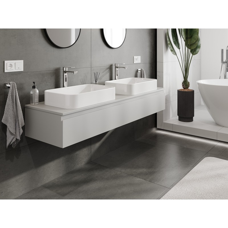 Mexen Orio mobile da bagno 160 cm con piano, 1 cassetto, grigio opaco - 91A10-16023-1-BFC62