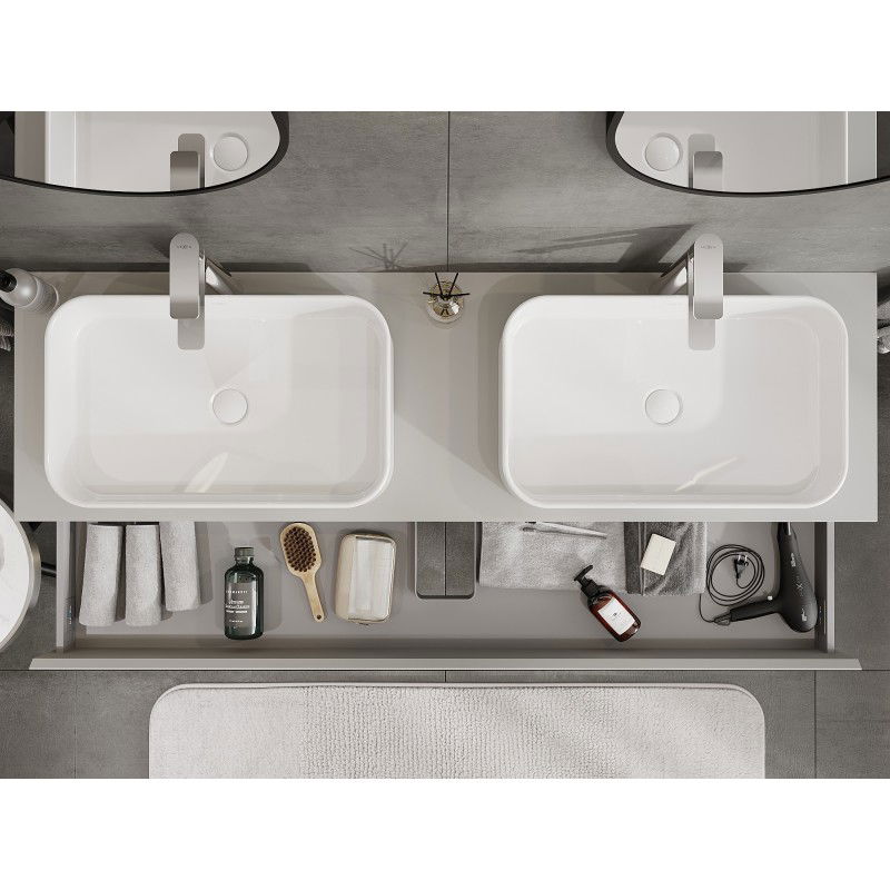 Mexen Orio bathroom cabinet 160 cm with countertop, 1 drawer, matte grey - 91A10-16023-1-BFC62