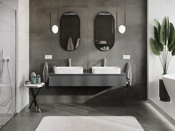 Mexen Orio badkamerkast onder wastafel 160 cm met blad, 1 lade, grafiet mat - 91A10-16023-1-BFC66